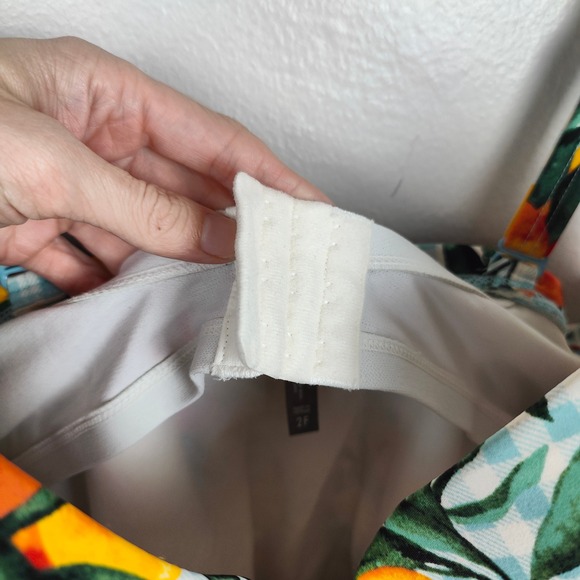 Torrid‎ Swimsuit Plus Size 2F Blue Gingham Orange Print Skirted One Piece Beach - Picture 4 of 9